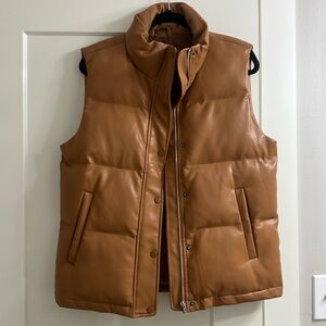 VGUC Large Buddy Love Toffee Helen Vegan Leather Puffer Vest
